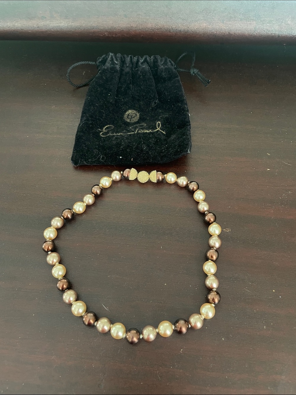 Eddie Borgo Two-Tone Pearl Necklace in Cream and Bronze
